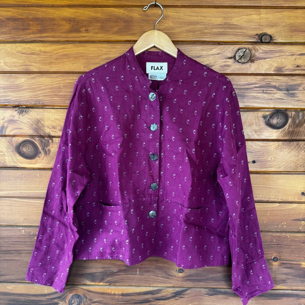 FLAX | Linen Oversized Langenlook Button-down Blouse Top Size Small